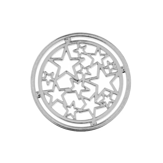 John Bead 22mm Silver Circle of Stars Beadwork Pendants, 6ct.